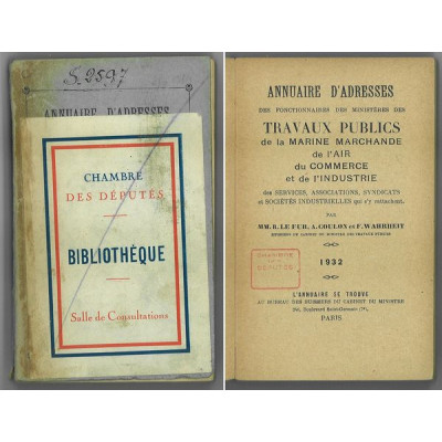 Annuaire d'Adresses des Fonctionnaires du Ministère des Travaux Publics de la Marine Marchande . de l'Air. Du Commerce et de l'I