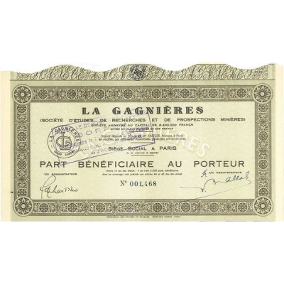 La Gagnières (Société d'Etudes de Recherches et de Prospections Minières) devenue SORPEM Société de Recherches de Prospections e