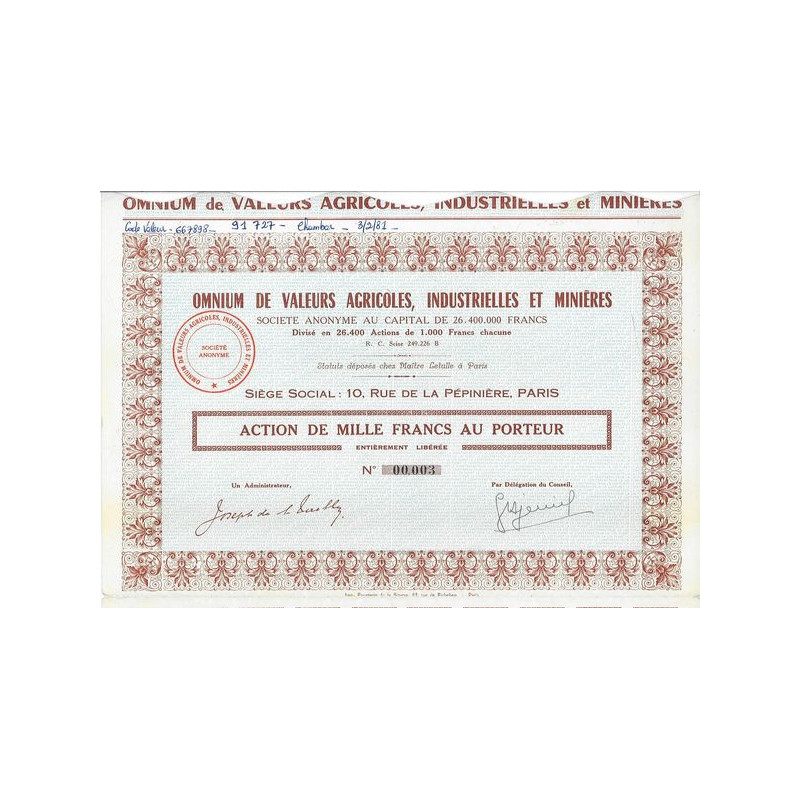 Omnium de Valeurs Agricoles Industrielles et Minières