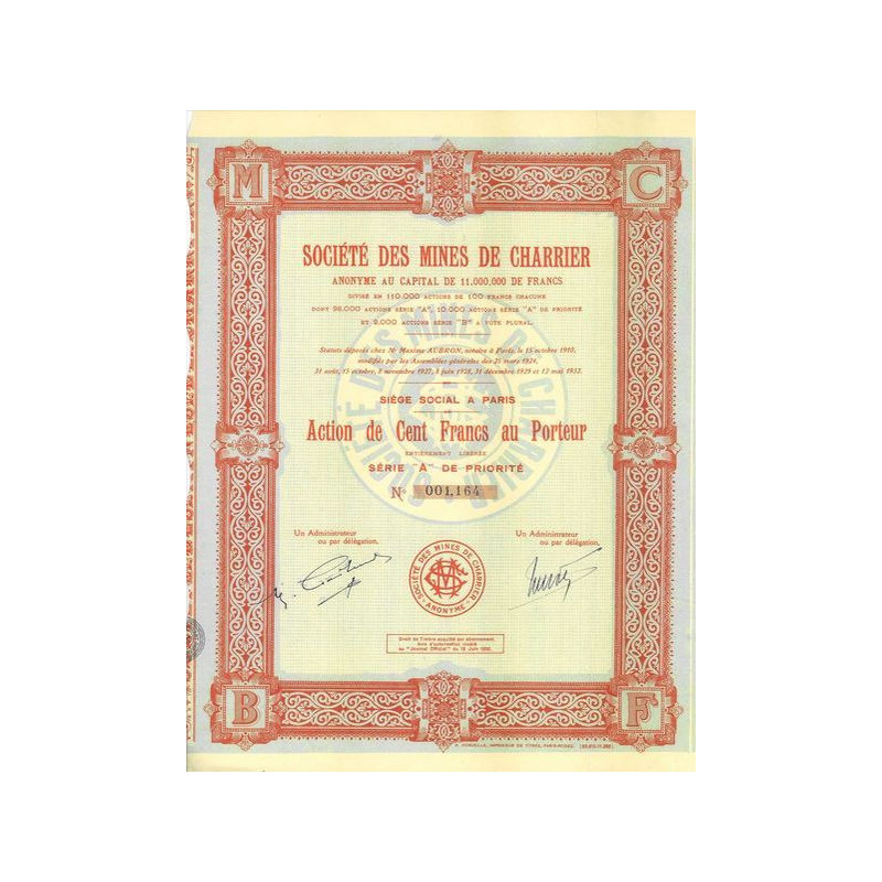 Sté des Mines de Charrier (Act)