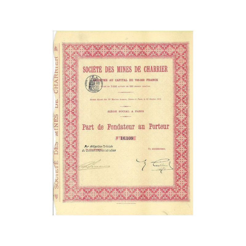 Sté des Mines de Charrier (PF)