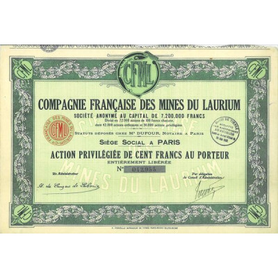 Cie Française des Mines du Laurium (Act Privil 100 F)