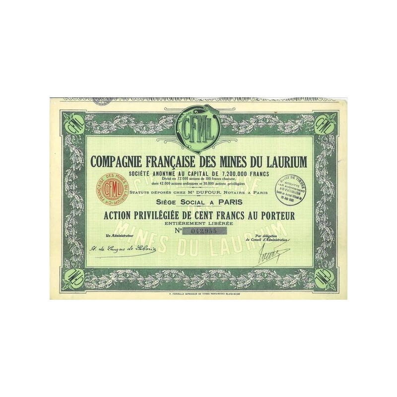 Cie Française des Mines du Laurium (Act Privil 100 F)