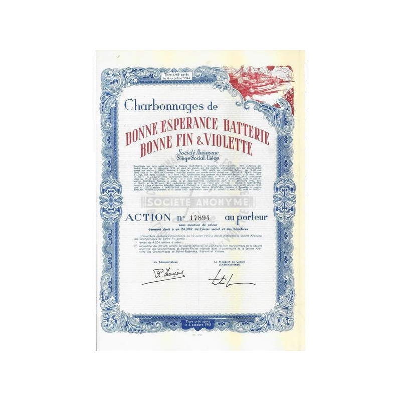 Charbonnages de Bonne Espérance Batterie Bonne Fin & Violette