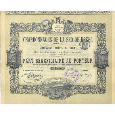 Charbonnages de la Seo de Urgel (Espagne) - Concessions "Minerva" et "Elisa"