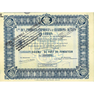 Cie des produits Chimiques & Charbons Actifs Ed. Urbain (10ème PF)