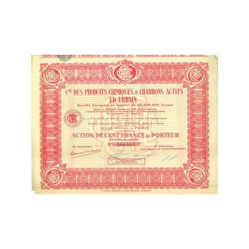 Cie des produits Chimiques & Charbons Actifs Ed. Urbain (Act 100 F)