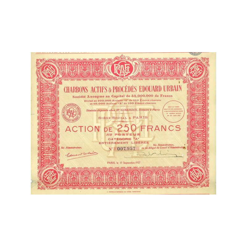 Cie des produits Chimiques & Charbons Actifs Ed. Urbain (Act 250 F)