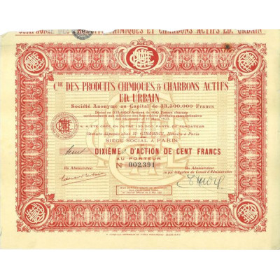 Cie des produits Chimiques & Charbons Actifs Ed. Urbain (8 10ème Act 100 F)