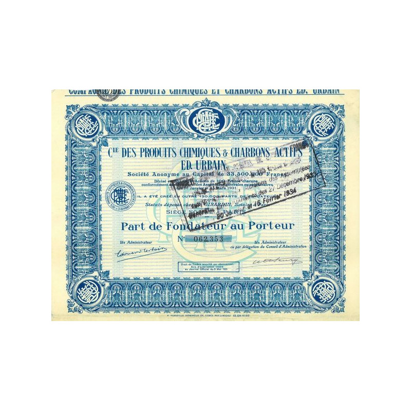 Cie des produits Chimiques & Charbons Actifs Ed. Urbain (PF)