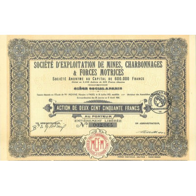 Sté d'Exploitation de Mines - Charbonnages & Forces Motrices