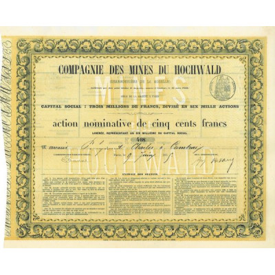 Cie des Mines de Hochwald (Charbonnière de la Moselle)