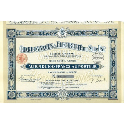 Charbonnages & Electricité du Sud-Est (Anc Cie Minière du Sud-Est) (Act modèle 2)
