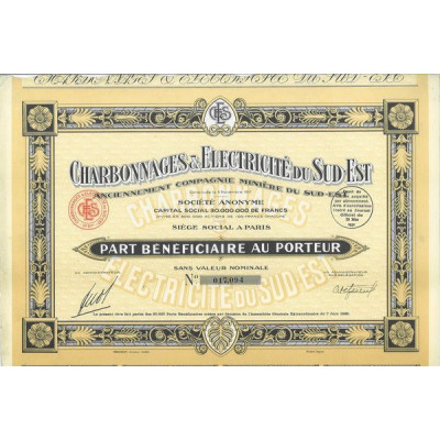 Charbonnages & Electricité du Sud-Est (Anc Cie Minière du Sud-Est) (PB)
