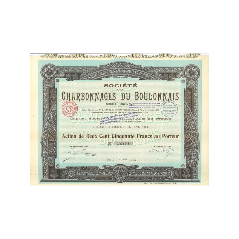 Sté des Charbonnages du Boulonnais (Act)