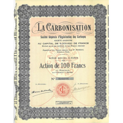La Carbonisation - Sté Gale d'Exploitation des Carbones (Siège Social Paris)