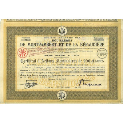 S.A. des houillères de Montrambert et de la Béraudière