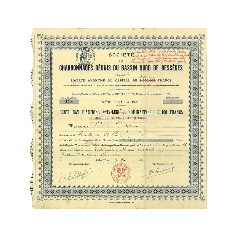 Sté des Charbonnages Réunis du Bassin Nord de Bessèges