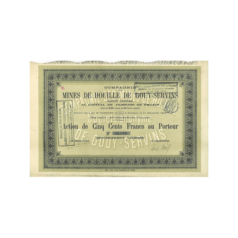 Cie des Mines de Houille de Gouy-Servins
