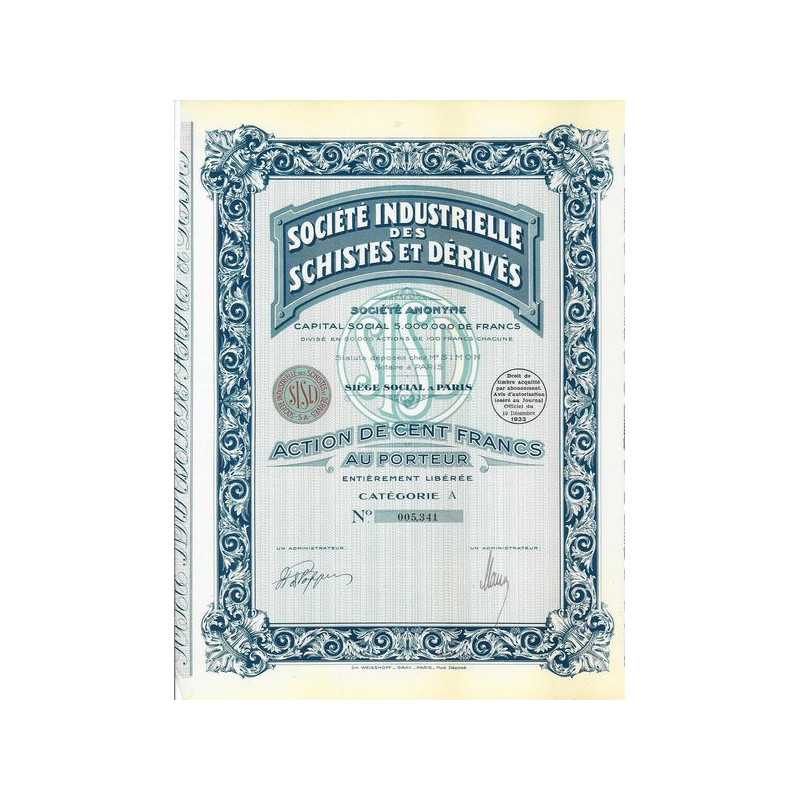 Sté Indus. des Schistes et Dérivés (Act)