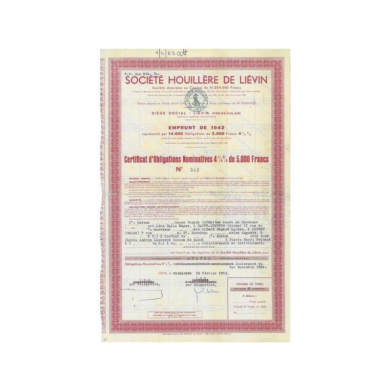 Sté Houillères de Liévain