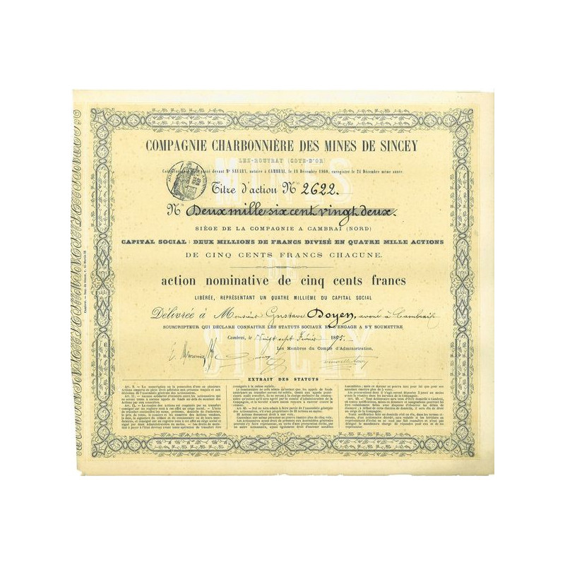 Cie Charbonnière des Mines de Sincey - Lez-Rouvray (Côte d'Or)