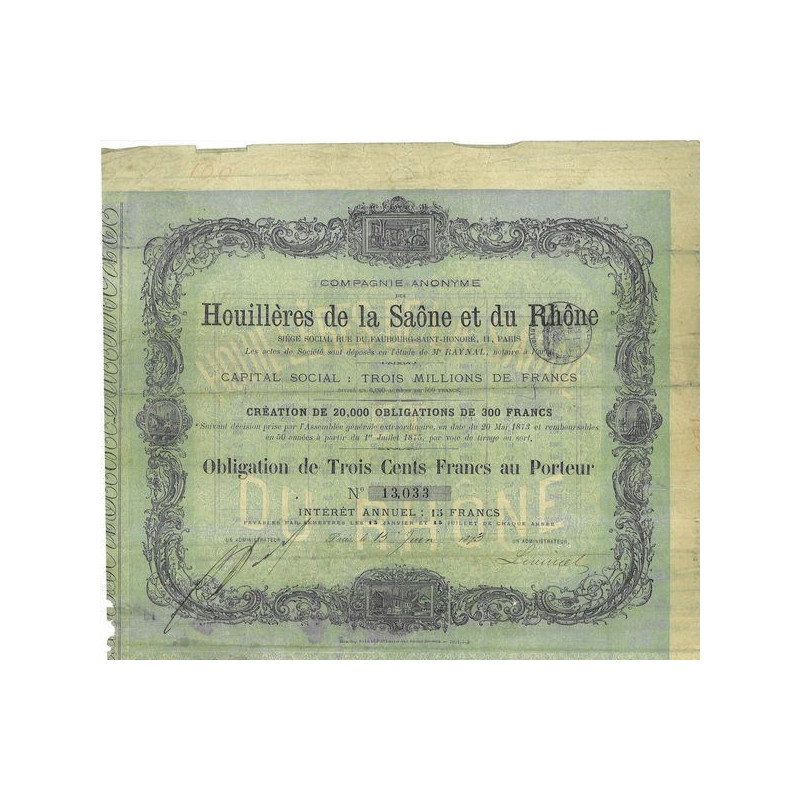 Cie Anonyme des Houillères de la Saône et du Rhône