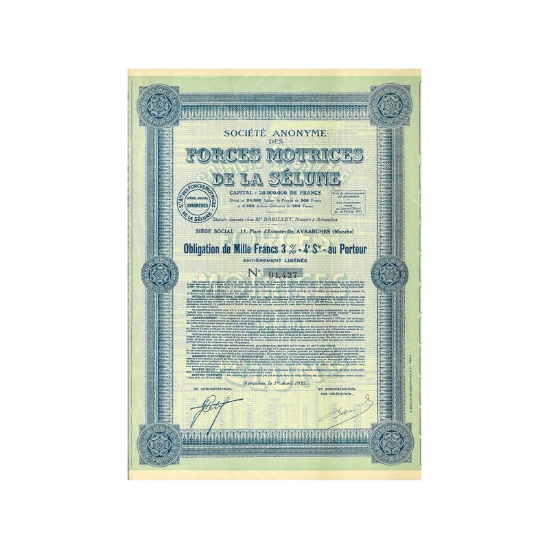 S.A. des Forces Motrices de la Sélune (Obl)