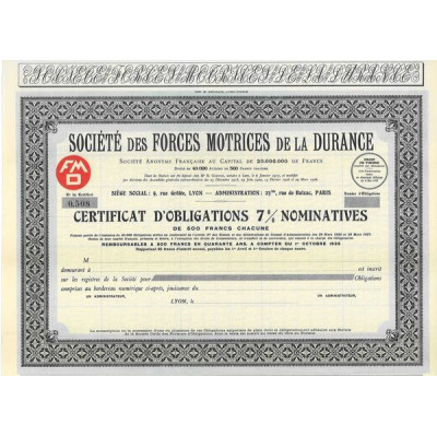 Sté des Forces Motrices de la Durance (blanquette)