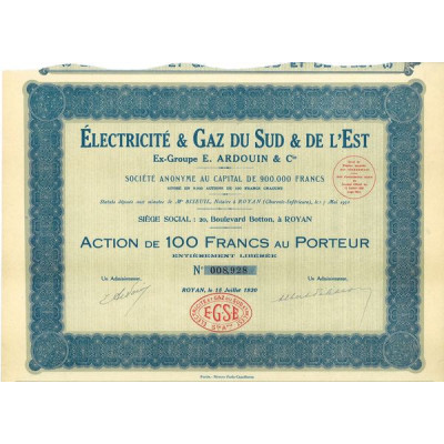 Electricité & Gaz du Sud & de l'Est - Ex-Groupe E. Ardouin & Cie