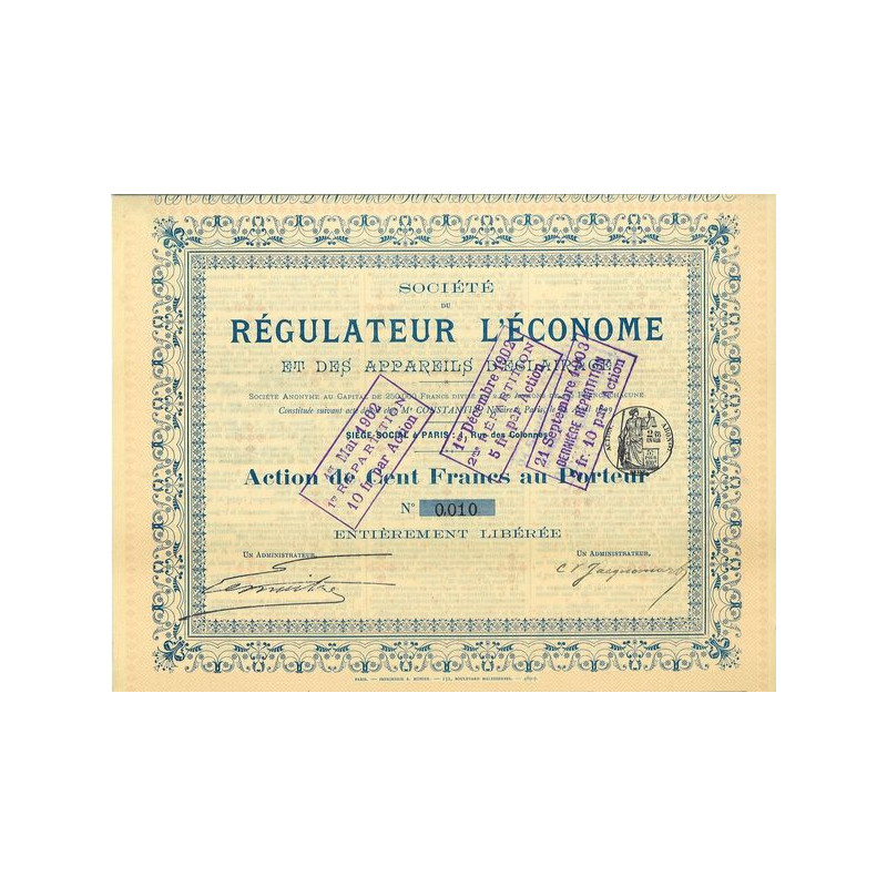 Sté du Régulateur l'Econome et des Appareils d'Eclairage