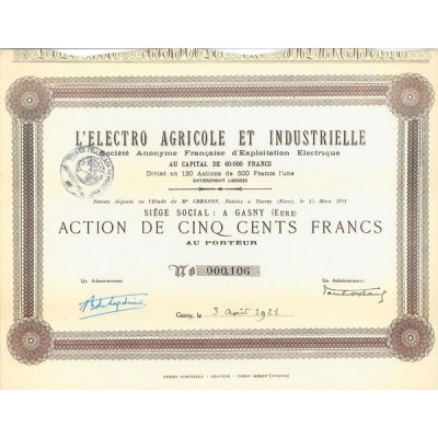 L'Electro Agricole et Industrielle - S.A. Française d'Exploitation Electrique