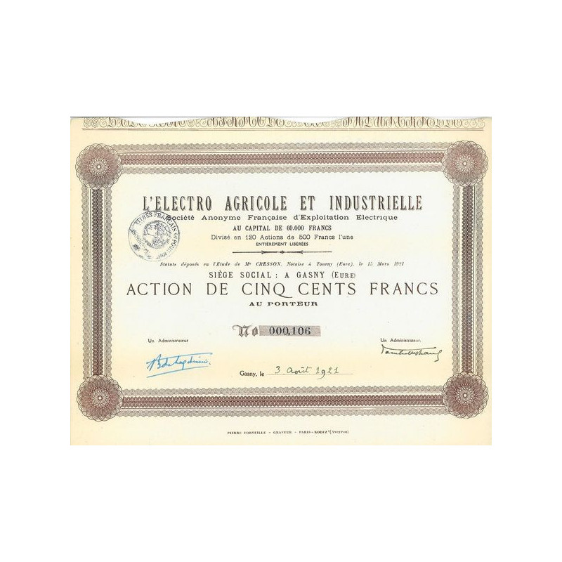 L'Electro Agricole et Industrielle - S.A. Française d'Exploitation Electrique