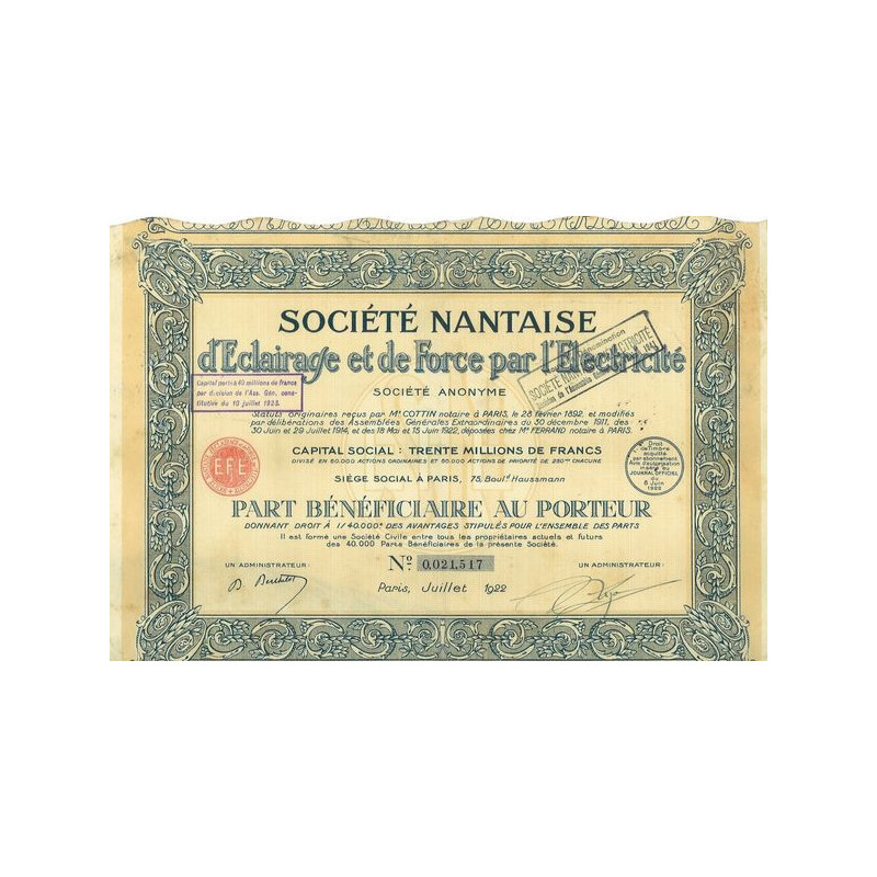 Sté Nantaise d'Eclairage et de Force par l'Electricité (PB)