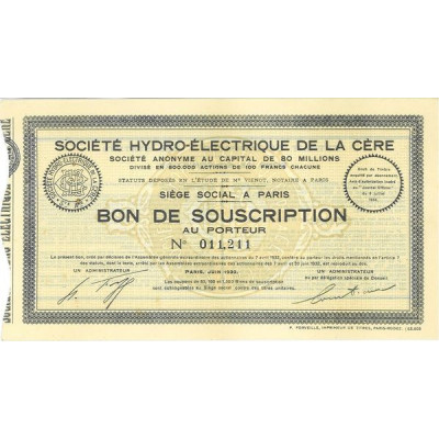 Sté Hydro-Electrique de la Cère (Bon)