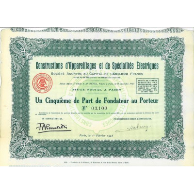 Constructions d'Appareillages et de Spécialités Electriques (5ème de PF)