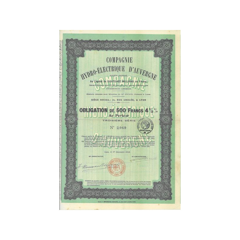 Cie Hydro-Electrique d'Auvergne (Obl)