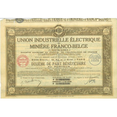 Union Industrielle Electrique et Minière Franco-Belge (Unifrabel) (10ème de PB)