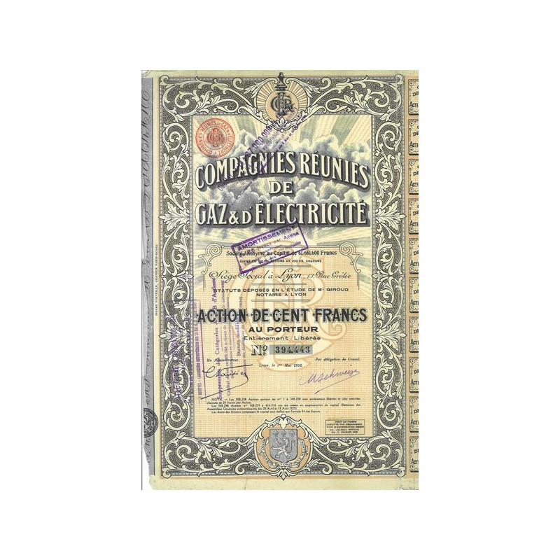 Compagnies Réunies de Gaz & d'Electricité (Act)