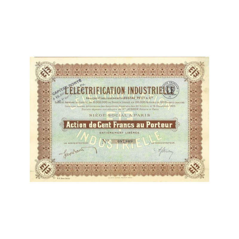 L'Electrification Industrielle (Act 100 F)