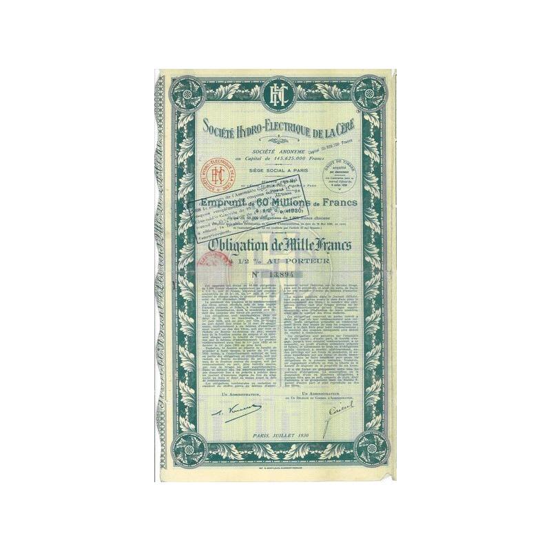 Sté Hydro-Electrique de la Cère (Obl)