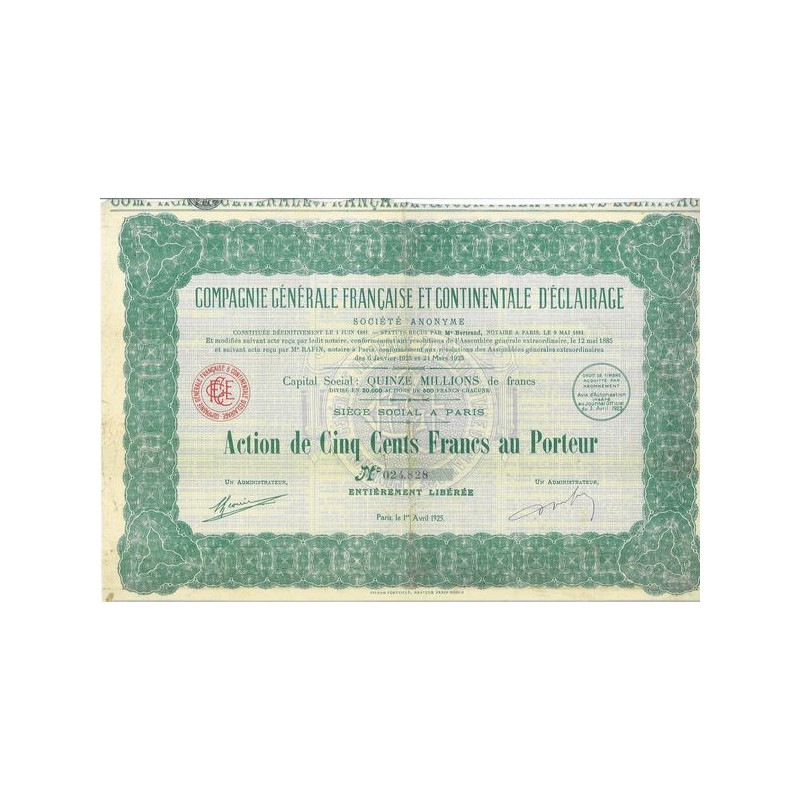 Cie Gale Française et Continentale d'Eclairage