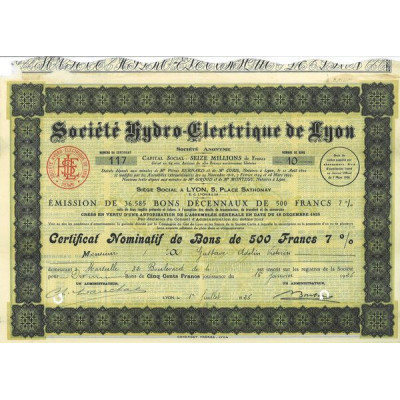 Sté Hydro-Electrique de Lyon