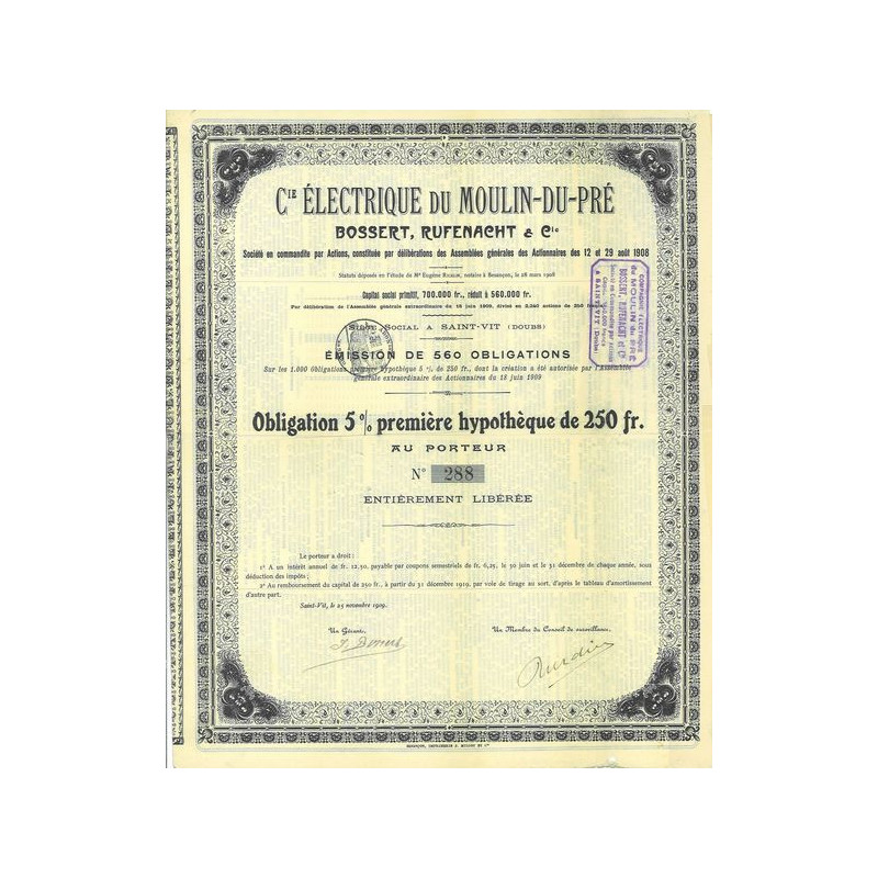 Cie Electrique du Moulin-du-Pré Bossert Rufenacht & Cie