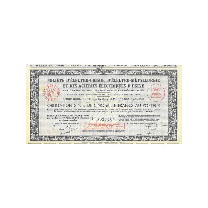 Sté d'Electro-Chimie - d'Electro Métallurgie et des Aciéries Electriques d'Ugine