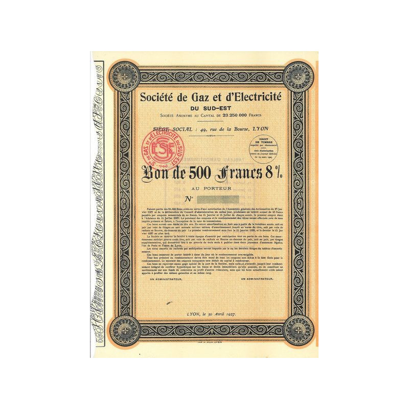 Sté de Gaz et d'Electricité du Sud-Est (blanquette)