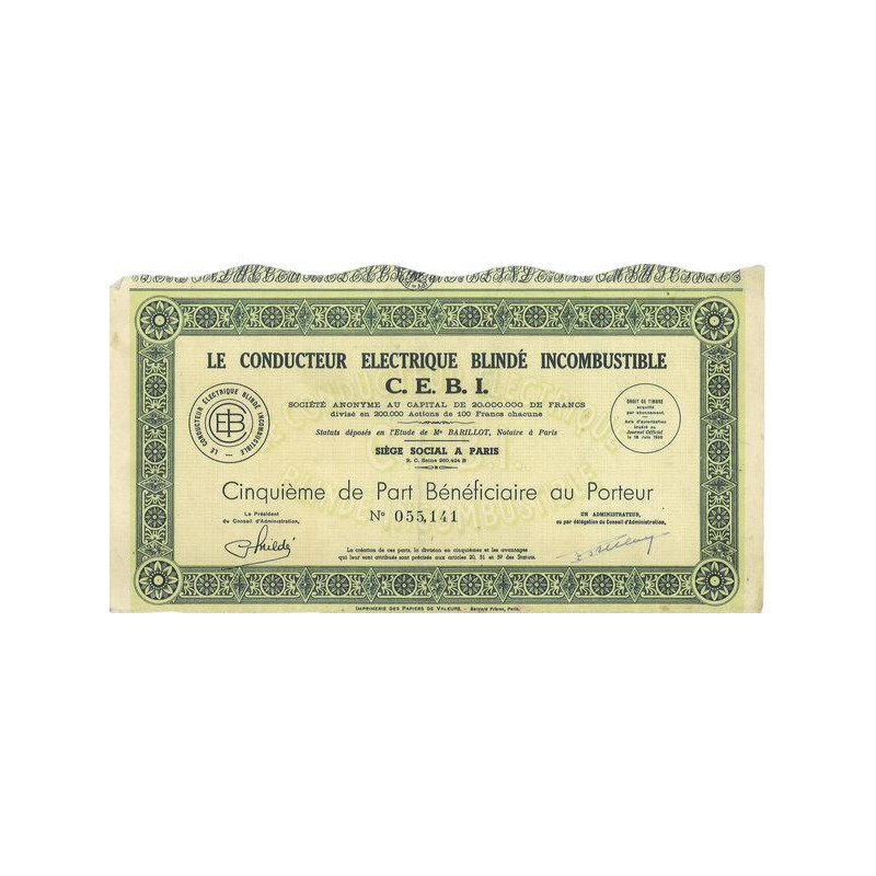 Le Conducteur Electrique Blindé Incombustible C.E.B.I.