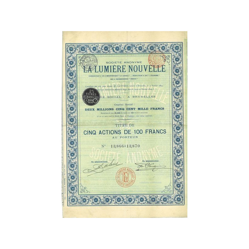 S.A. La Lumière Nouvelle - Carburateur à Air Atmosphérique "La Luciole" - Régulateur à Gaz "l'Econome" - Bec à Incandescence "Ob