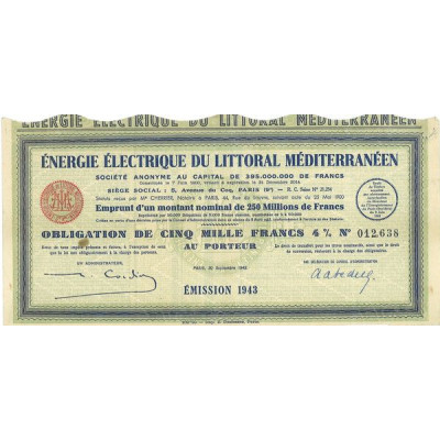 Energie Electrique du Littoral Méditerranéen (Obl 5000 F 4 %)