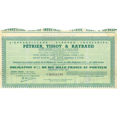L'Appareillage Electro-Industriel Pétrier. Tissot & Raybaud